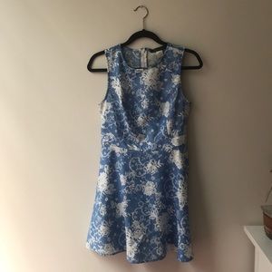 Blue and white floral skater dress